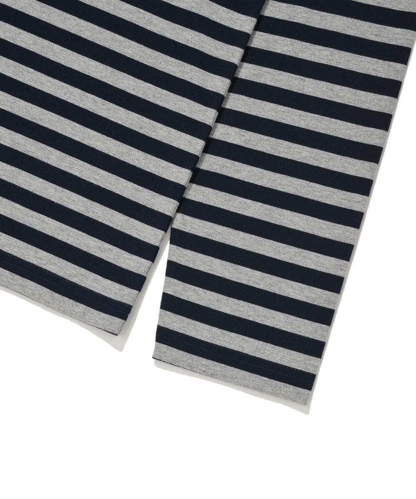WACKY WILLY Small Logo Stripe Long Sleeve Navy