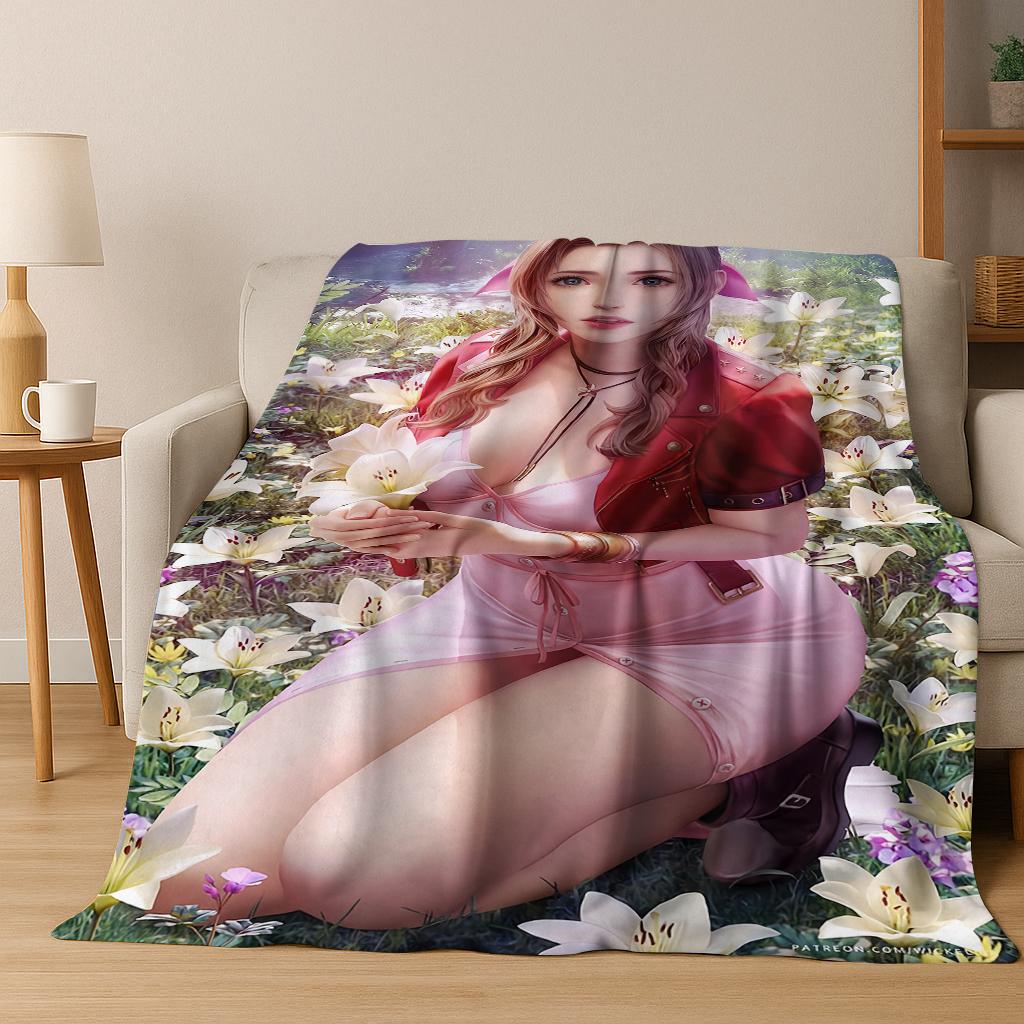 Cartoon Final Fantasy Sephiroth Cloud Tifa Game Flannel Blanket,Warm and Cozy Soft Throw Blanket for Home Bedroom Bed Sofa Kid