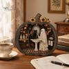 Fall Harvest Home Decoration Halloween Ghost Wooden Tabletop Ornament, 2D Flat Cute Reading Bathing Thanksgiving Table Centerpiece Watering