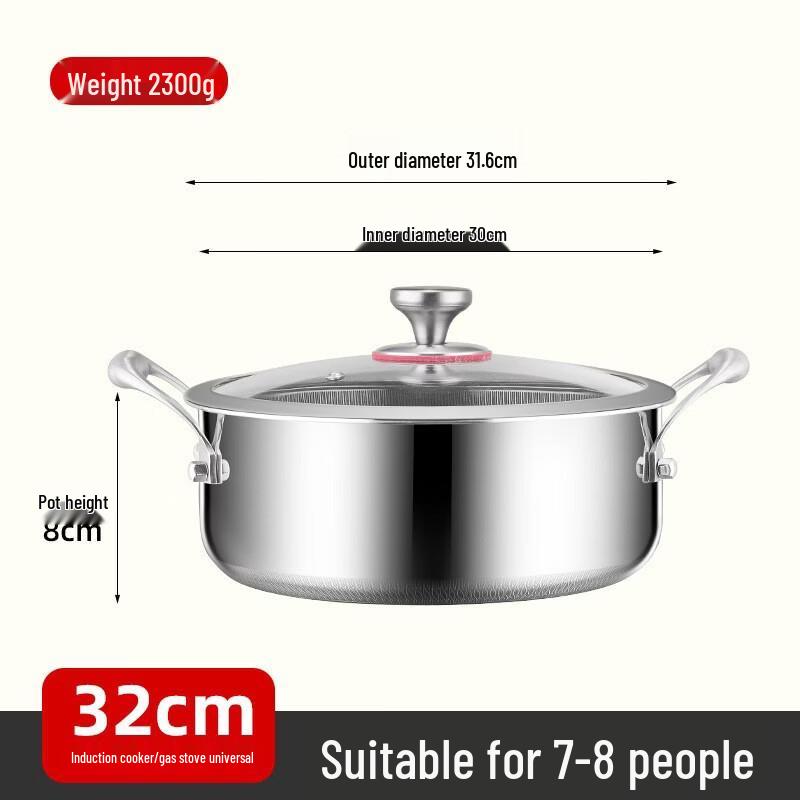 Wuto 316 Stainless Steel Double-Handled Soup Pot