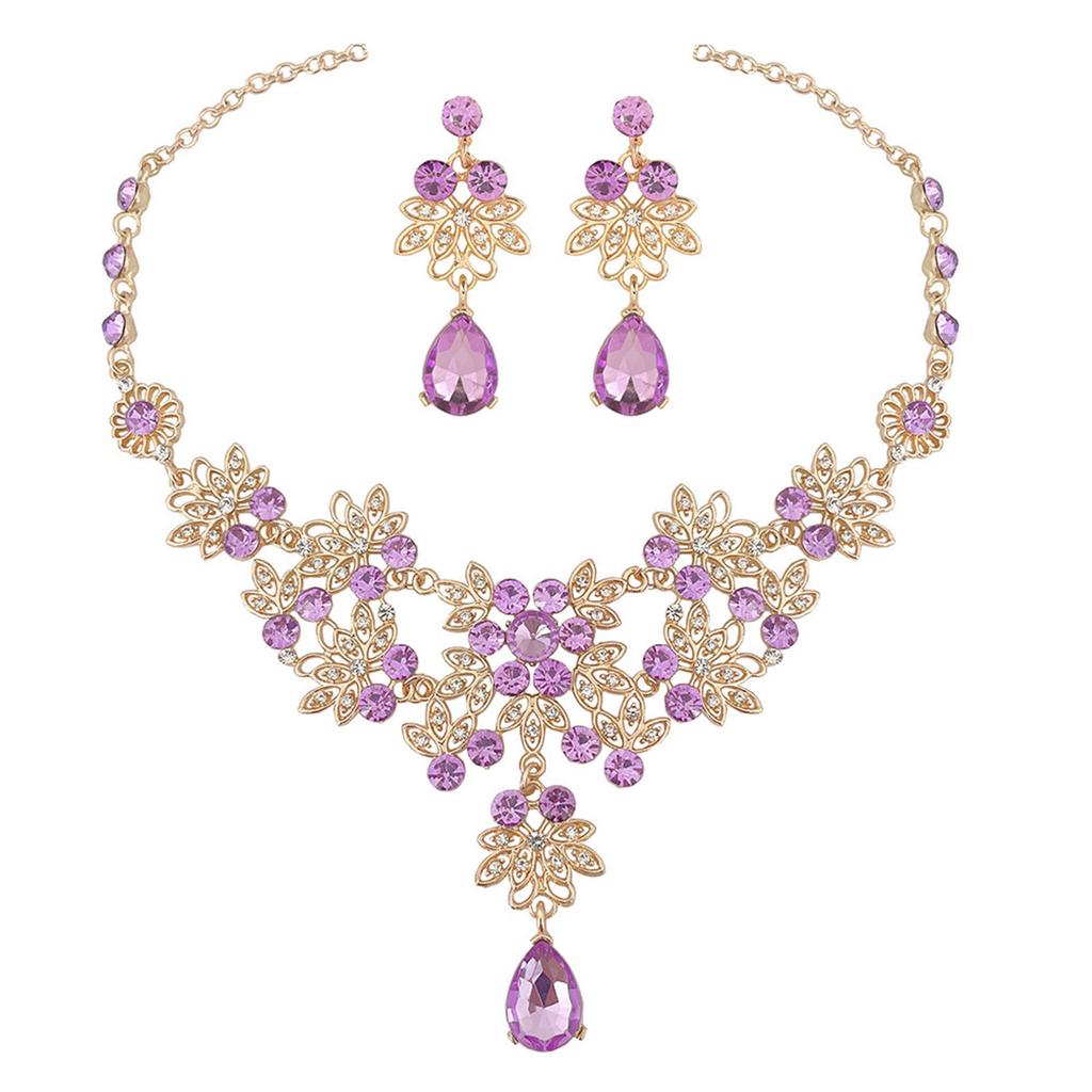 Women's Hanging Necklace Earrings Set Exquisite Charm Bridal Necklace Earrings for Bridesmaid Wedding Masquerade