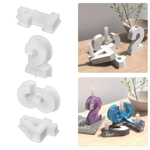 

DIY 1-2-3-4 геометрический цифровой подсвечник из эпоксидной смолы силиконовая форма арабские цифры кронштейн для свечи гипсовая силиконовая форма