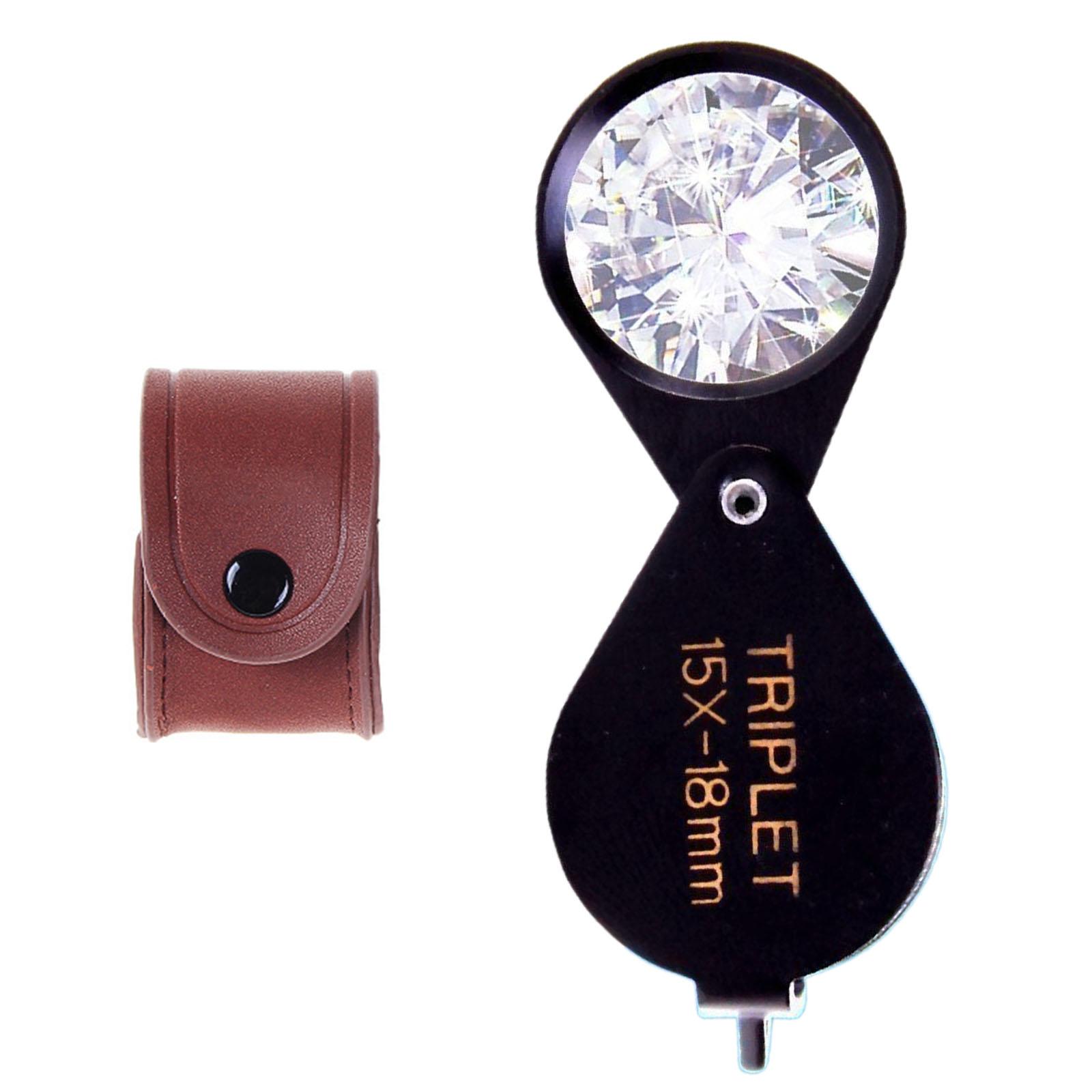 

Портативна ювелірна лупа 15-кратне збільшення Оптична скляна лінза Ювелірне збільшувальне скло для ювелірів та колекціонерів чорний