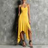 Women's Summer Sleeveless Dress Spaghetti Strap Irregular Hem High Split Backless Midi Dress Casual Beachwear