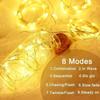 USB 3x1M Curtain String Lights 100 LED Fairy Lights with Remote Control 8 Modes Copper Wire for Room Window Christmas Wedding Party Decor