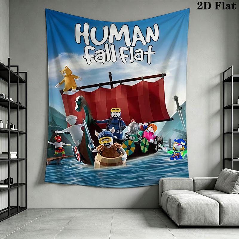 Human Fall Flat Wall Hanging Printed Fabric Blanket Decorative Tapestries for Bedroom Living Room Home Decor