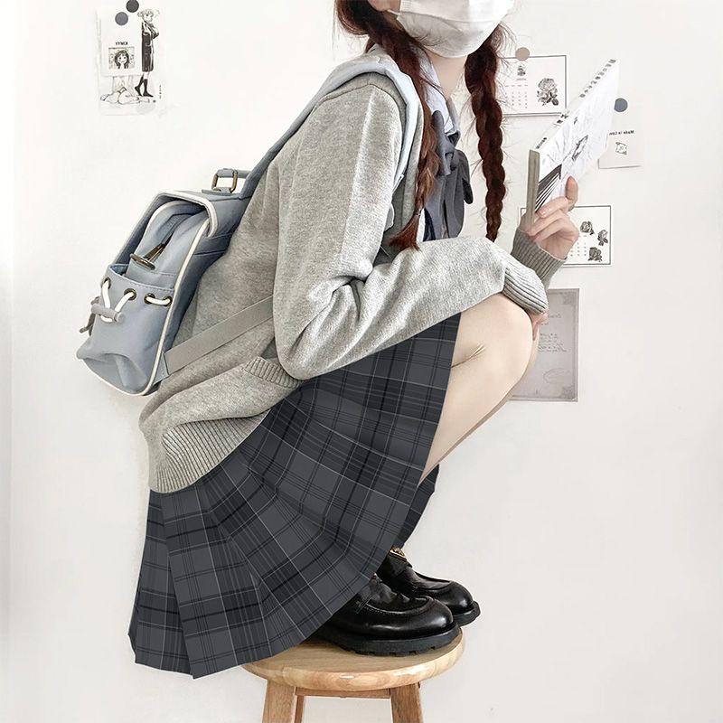 Authentic Japanese Plaid Pleated Skirt - Black Warrior Academy Style