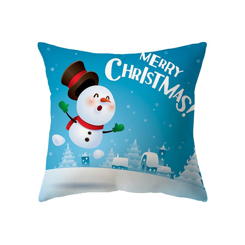 Merry Christmas Santa Claus Print Pattern Cushion Cover Home Living Room Sofa Decoration Square Polyester Pillow Pillow Cover