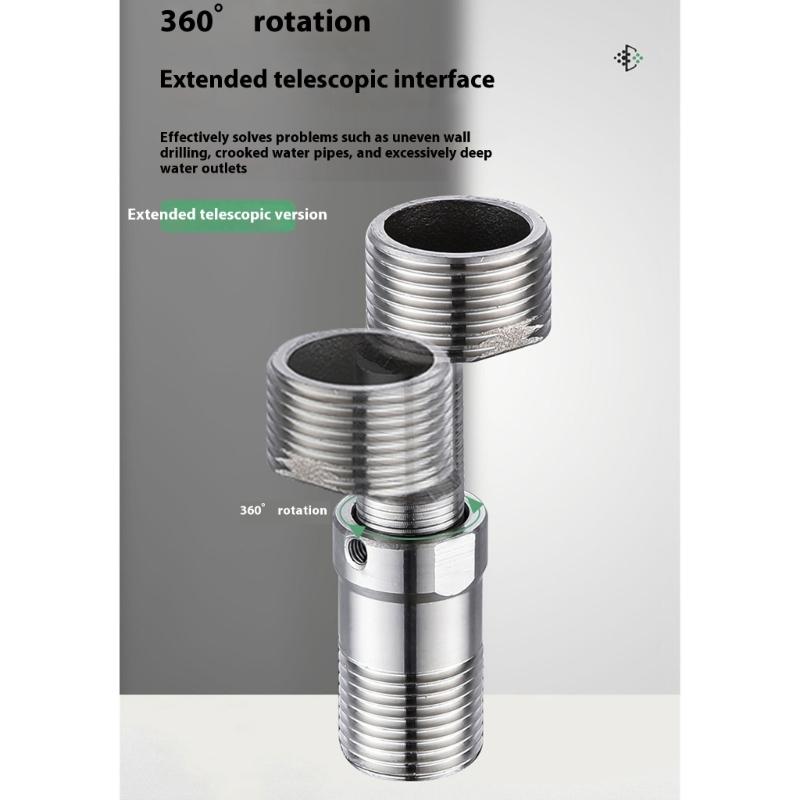 Platzsparender Duschverbinder Edelstahl Duscharmatur-Adapter 360° drehbare Winkelverstellung Abgewinkelter gebogener Fuß