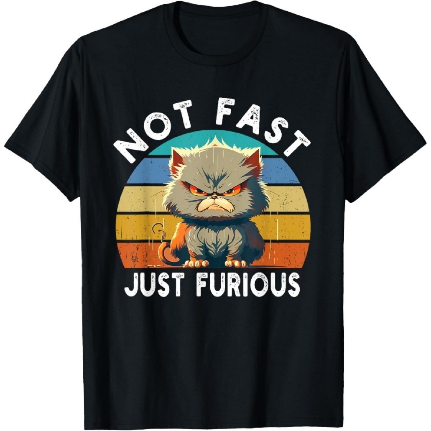 

Не быстрый, просто яростный Ретро Смешная Футболка для любителей кошек и котят с саркастической надписью XXXXXL чёрный