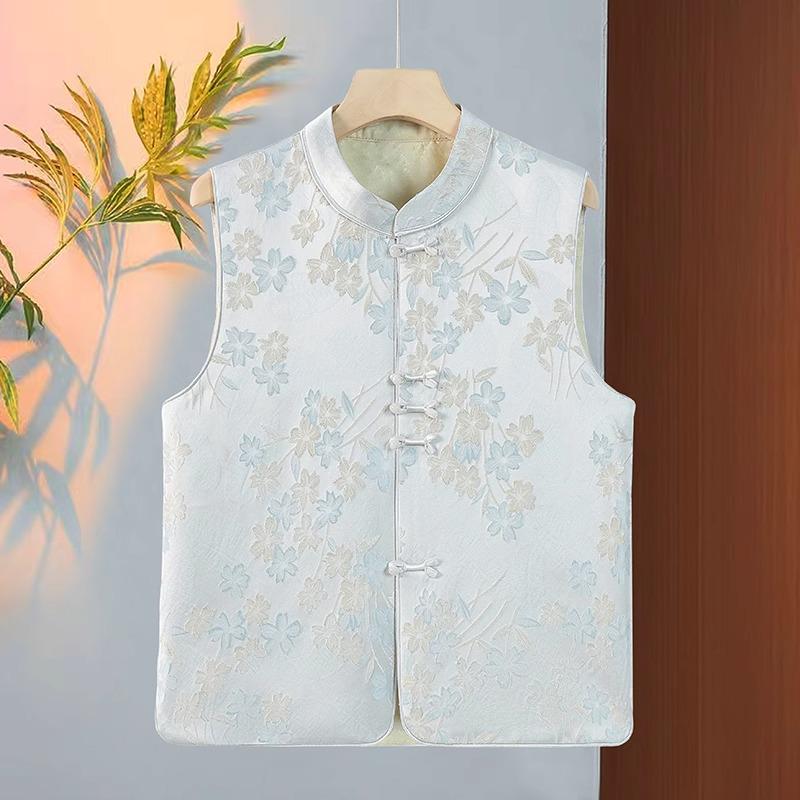 Women s Retro Embroidered Chinese Frog Button Vest - Sleeveless Tang Suit for Spring/Autumn 2026 4XL (135-155 lbs)