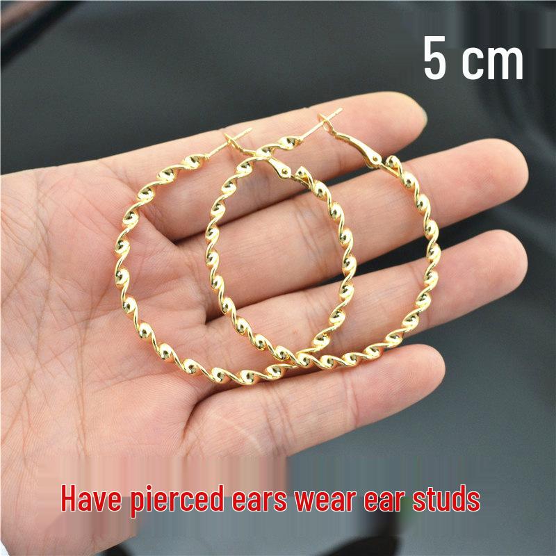 Women’s Shiny Twisted Circle Ear Clips - Gold & Silver, No Piercing Needed