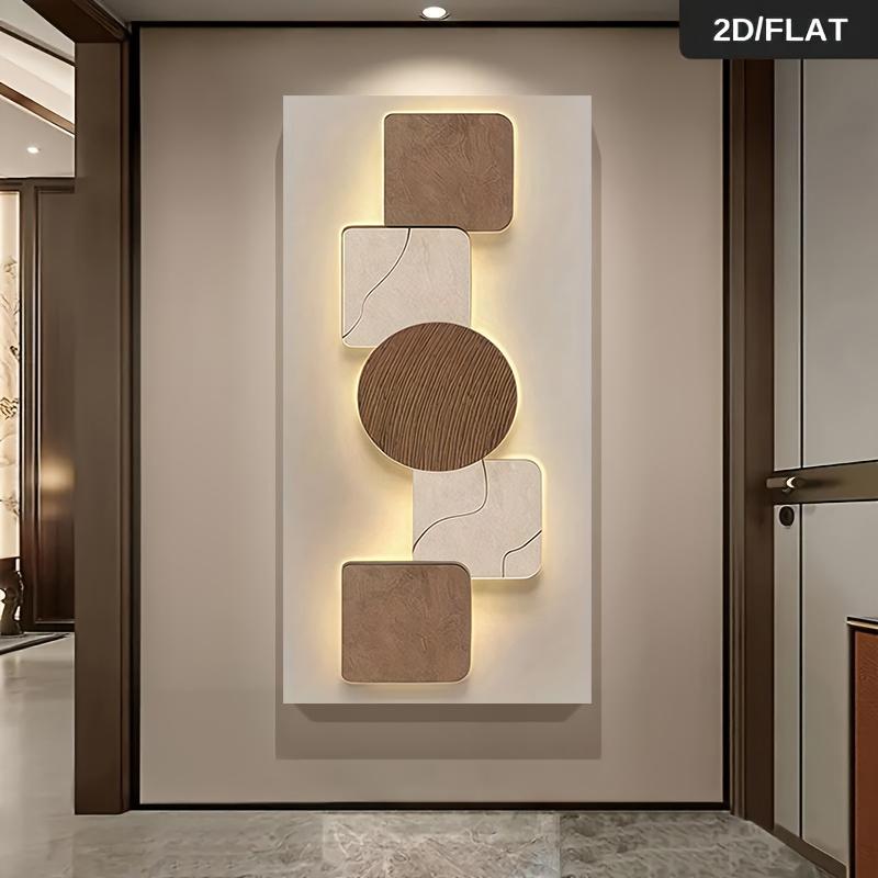1 Stück 2D flaches modernes minimalistisches rahmenloses geometrisches Patchwork dekoratives Gemälde, nordischer Stil Wohnzimmer Sofarückwand p
