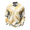 Men's Quick-Dry Mesh Long Sleeve Golf Shirt Printed Casual Top for Outdoor Activities