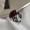 Elegant Red Rose Rings Punk Gothic Flower Adjustable Open Rings Halloween Party Cosplay Rings Jewelry Gifts for Women