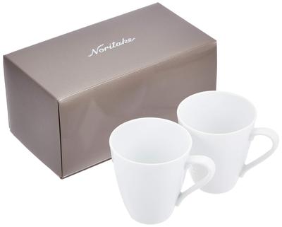 Noritake Mugs 295cc Rizmo Microwave and Dishwasher Fine (Pair) White, Safe, Porcelain, P5355L/1610