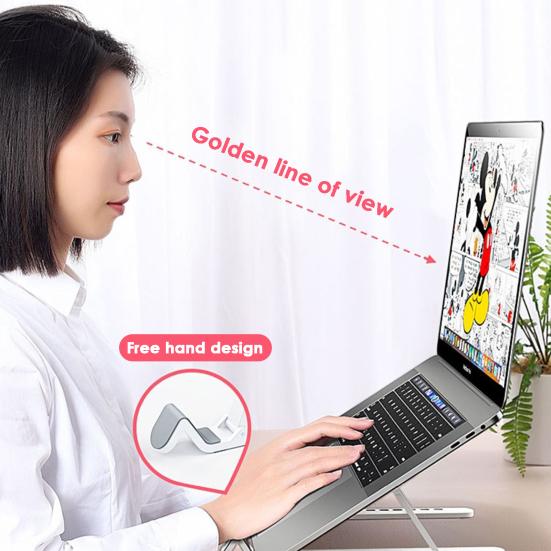 Laptop Holder Foldable Height Adjustable Universal Hollow Heat Dissipation Anti-slip Portable Desktop Tablet Computer Stand Computer Accessories