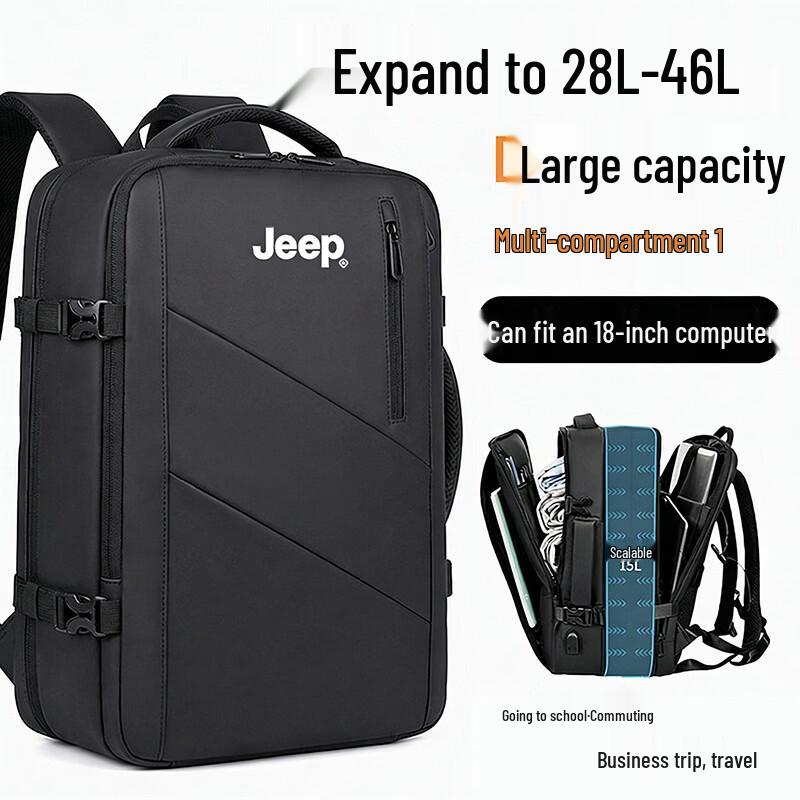 

JEEP Men s Expandable Business Travel Backpack Fits 18-inch Laptop