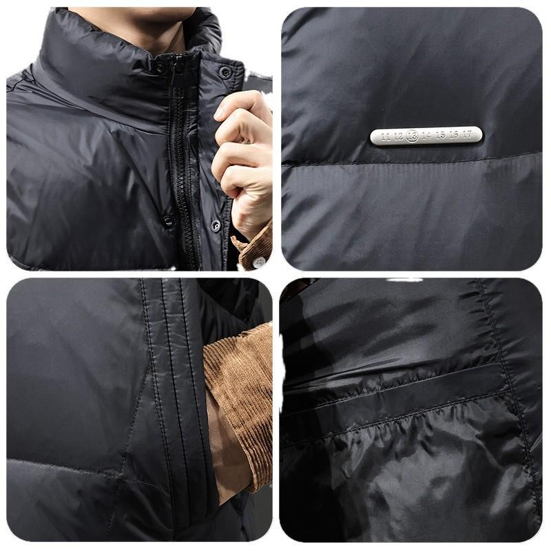 2025 Men's Winter Lightweight Duck Down Vest - Stand Collar, White, Trendy Sleeveless Outerwear.