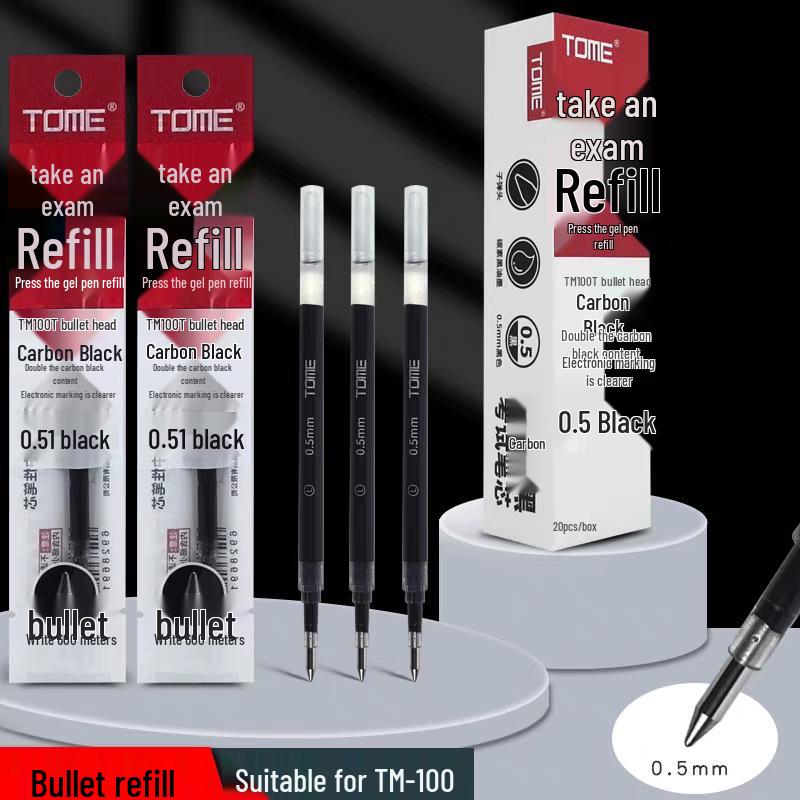 

TOME TM100 Black Exam Gel Pen 0.5mm Bullet Tip Click-Action Student Answering Pen 0.5mm