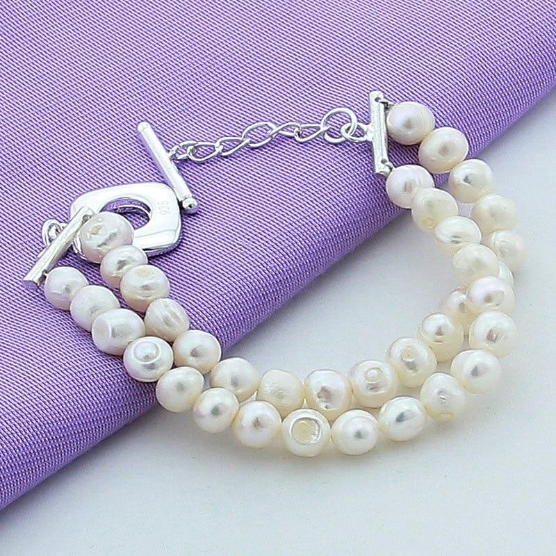 New 925 Silver Charm Bracelet Fashion Natural Freshwater Pearl Bracelet Women Female Best Gift