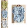 Ladies' Plus Size Floral Print Top Made From Soft Breathable Cotton Linen