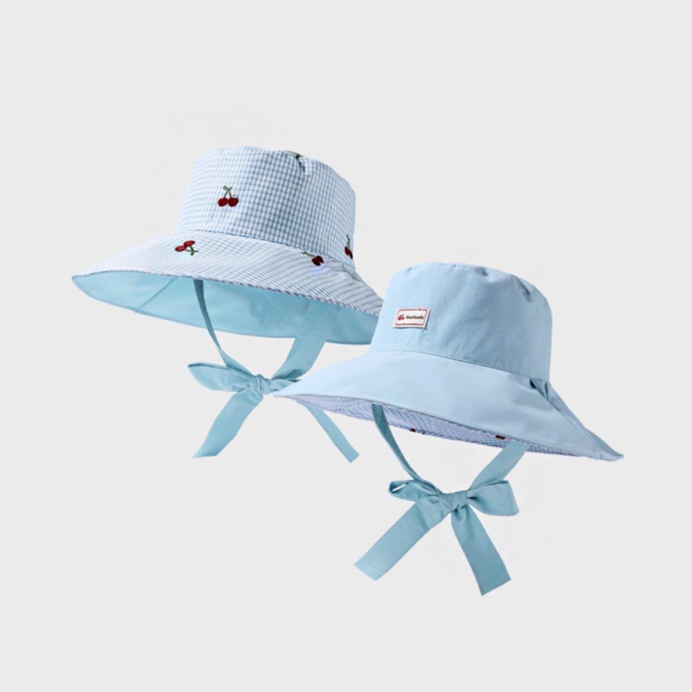 Lace Summer Sun Hat Ribbon Embroidered Cherry Bucket Hat Fashion Sunscreen Visor Cap  Travel