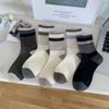 Women's Fall Trend Simple Striped Curled Boneless Mid Barrel Pile Cotton Socks