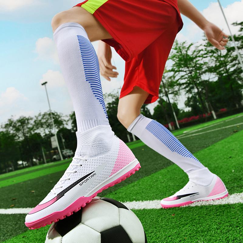 Men Soccer Boots' Sneakers Studded Society Grass Turf Professional Male Soccer Shoes Futsal Top Quality Ankle Football Shoes