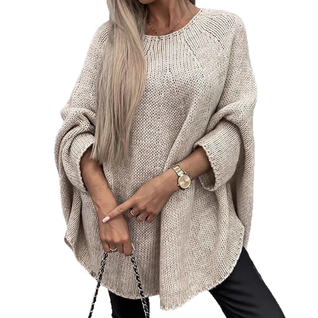 Amazon knitted shawl sweater autumn and winter new European and American cross-border sweater cape poncho fashion knitted sweater