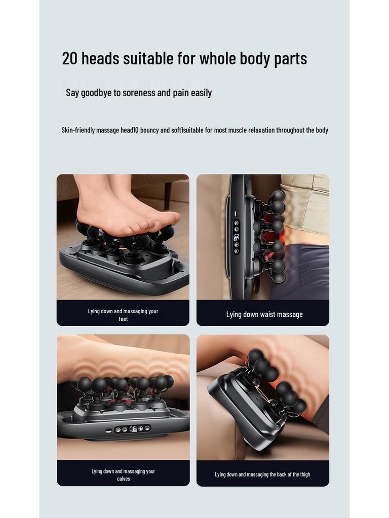 16-Head LCD Fascia Gun: High-Frequency Muscle Relaxation Massager for Waist and Back