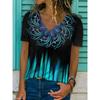 Summer 3D Digital Printing Short Sleeve V-Neck Women'S Loose Women'S T-Shirt