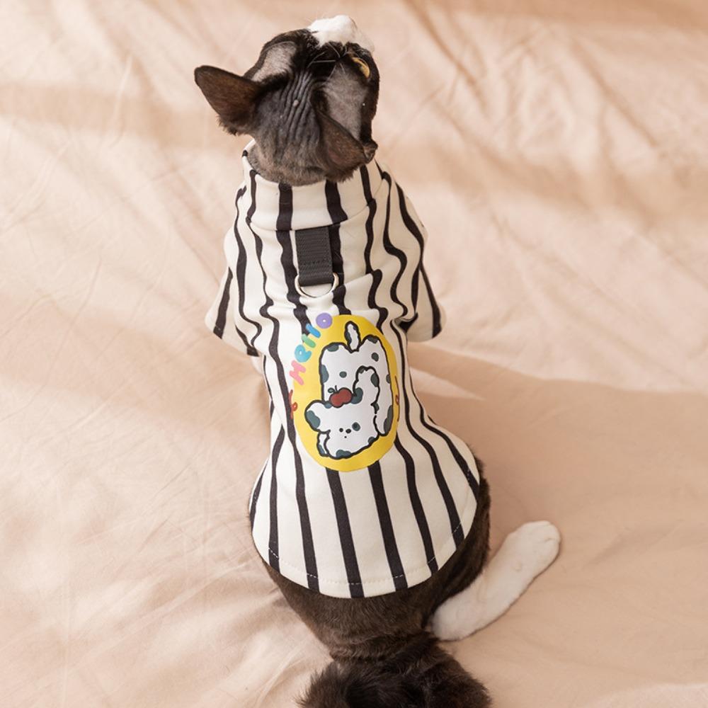 New cat clothes early autumn thin striped bottoming shirt into a cat kitten two-legged sweater German cat pet clothes