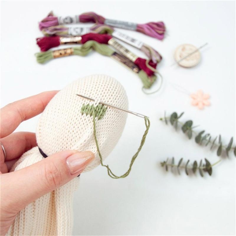 Eggs Shape Wood Mending Tool Wooden Darning Mushroom Set With Large Eye Needle and Colored Thread for Knitting Repair