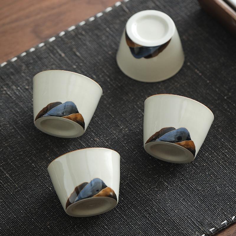 Berge und Flüsse aus Gras und Holzasche Teetasse Keramik Haushalt Kung Fu Teegeschirr Meistertasse Persönliche Tasse Geschenkbox Set