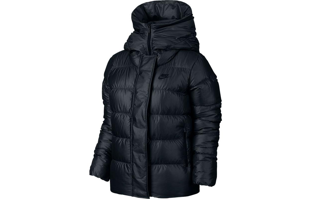 Nike Down Jackets Women s Black Hooded Moderate Quilted Down Jacket 815724-010 L
