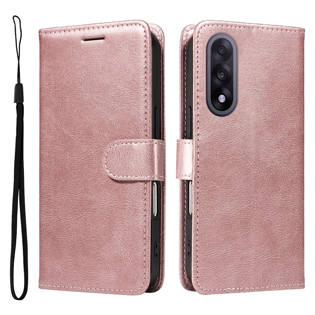 For OnePlus Nord 5 5G/OnePlus Ace 5 Ultra 5G Leather Wallet Case with Strap Solid Color Phone Stand Cover