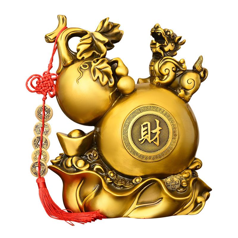 Pure Copper Ornament Fu Lu Home Office Shop Front Desk Decoration Housewarming Gift Gourd Pixiu