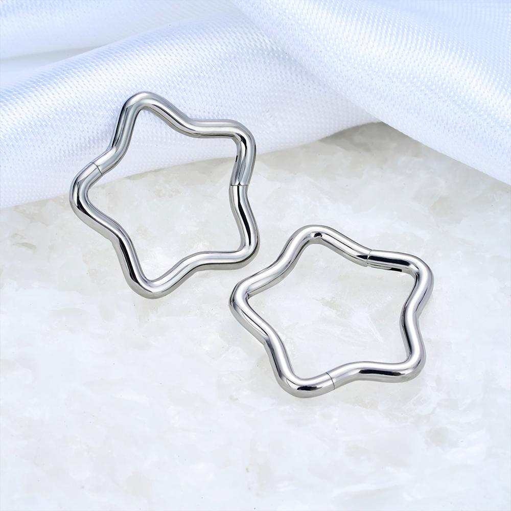 1/10 Stück Titan Stern Daith Ohrring Conch Helix Septum Piercing Clicker Segment Nasenring Helix Rook Ohrpiercings Schmuck für Damen