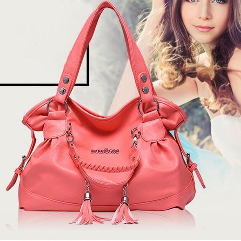 Yogodlns Women PU Leather Tassel Handbags Shoulder Bag Big Tote Purse New Fashion Messenger Bags