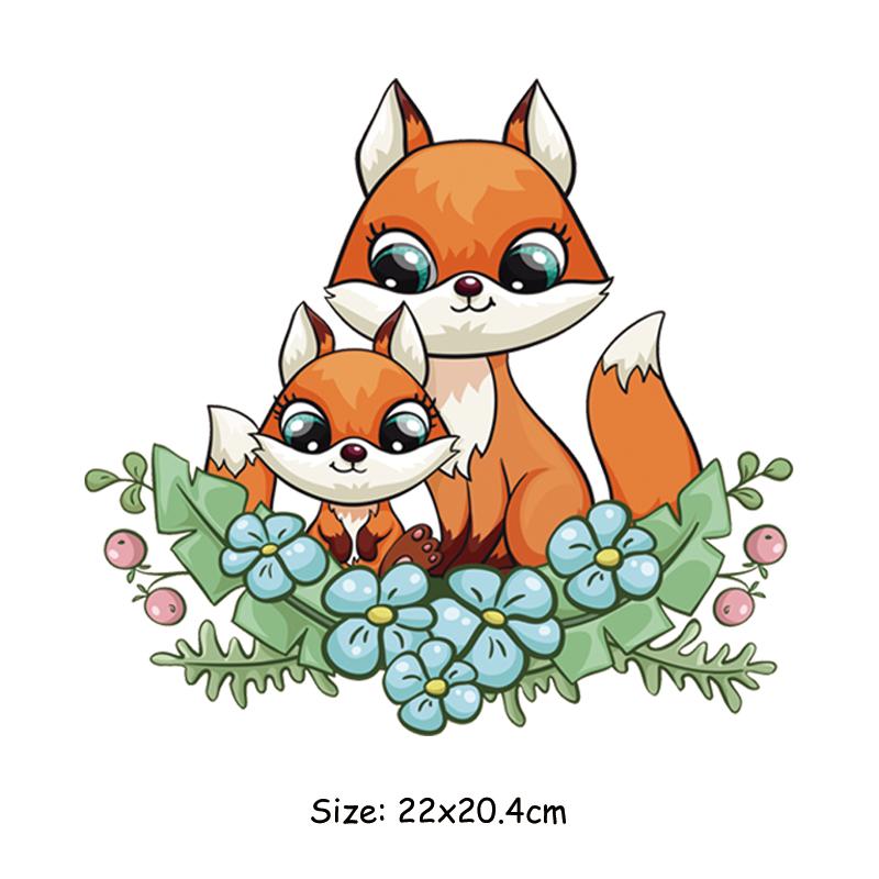 

3D наклейка-нашивка с лисой для мамы и ребенка, моющиеся термопрессовые виниловые толстовки «сделай сам», топы с утюгом на нашивке