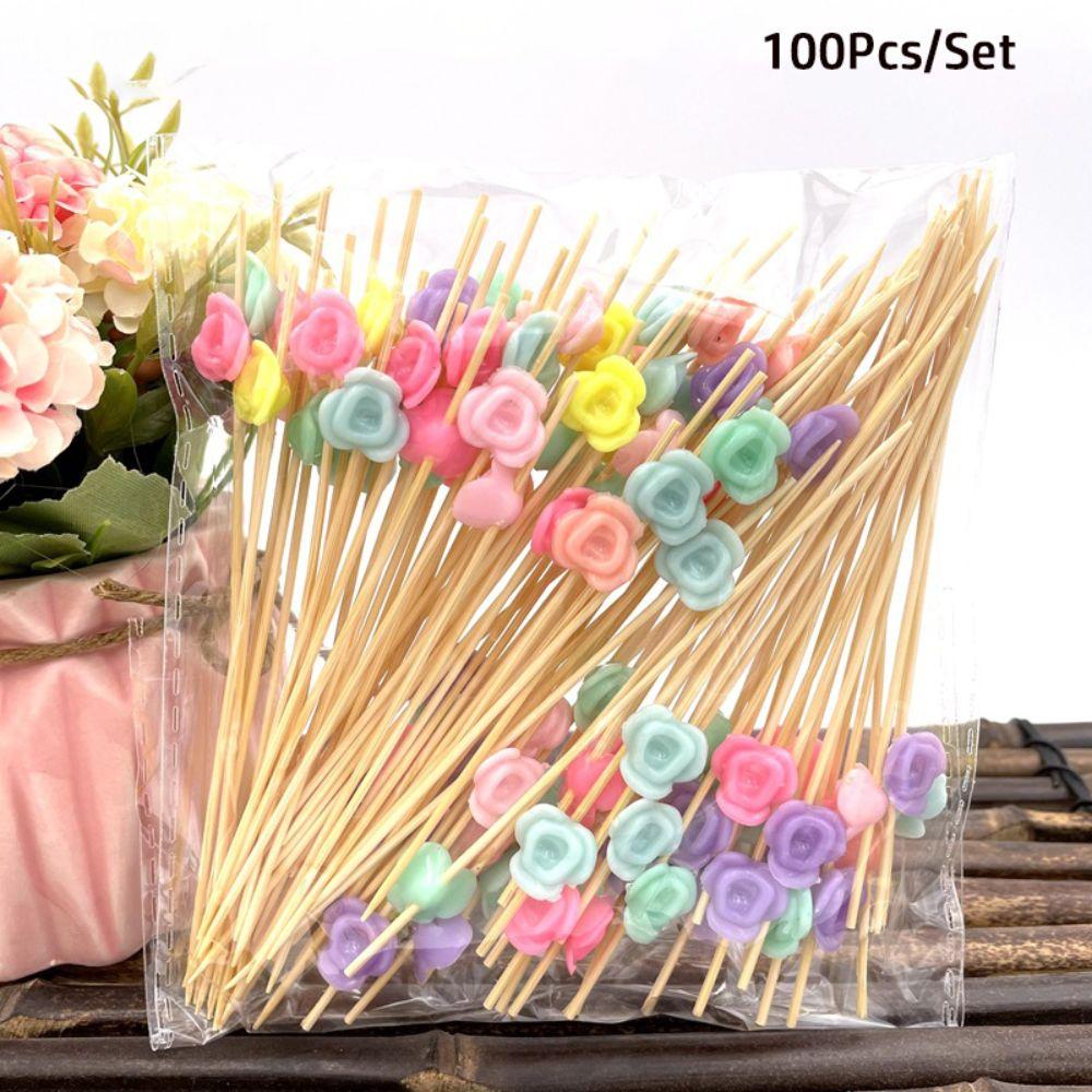50/100Pcs Santa Claus Christmas Fruit Picks Disposable Fruit Salad Bamboo Sticks  Dessert