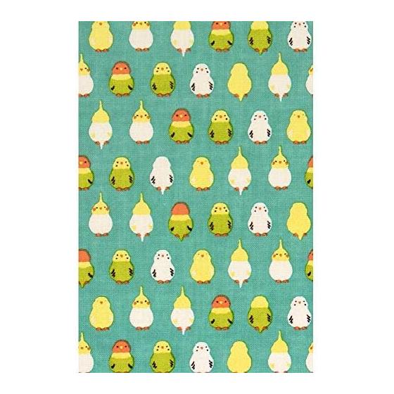 Hamamonyo Tenugui Towel - Lined Parakeets, Emerald Green