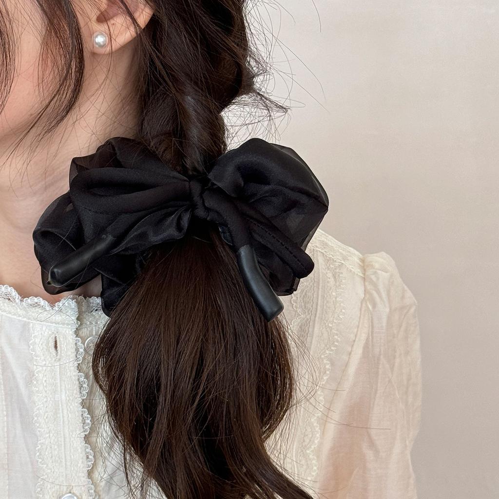French Chiffon Fabric Fluffy Hair Band, High-end and Sweet Bow Tie, Ethereal Ponytail Tie, Large Intestine Hair Band