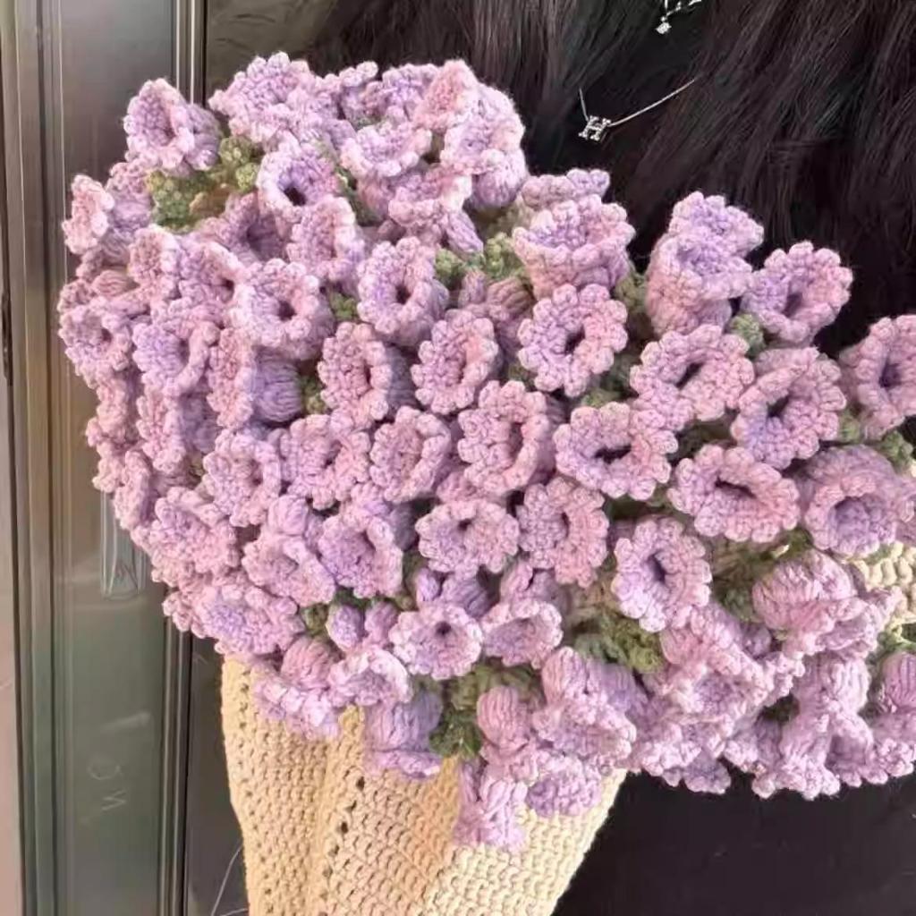 DIY Hand-Knitted Rose Bouquet Blanket Kit - Complete with Yarn and Tools for a Beautiful Flower-Themed Gift.