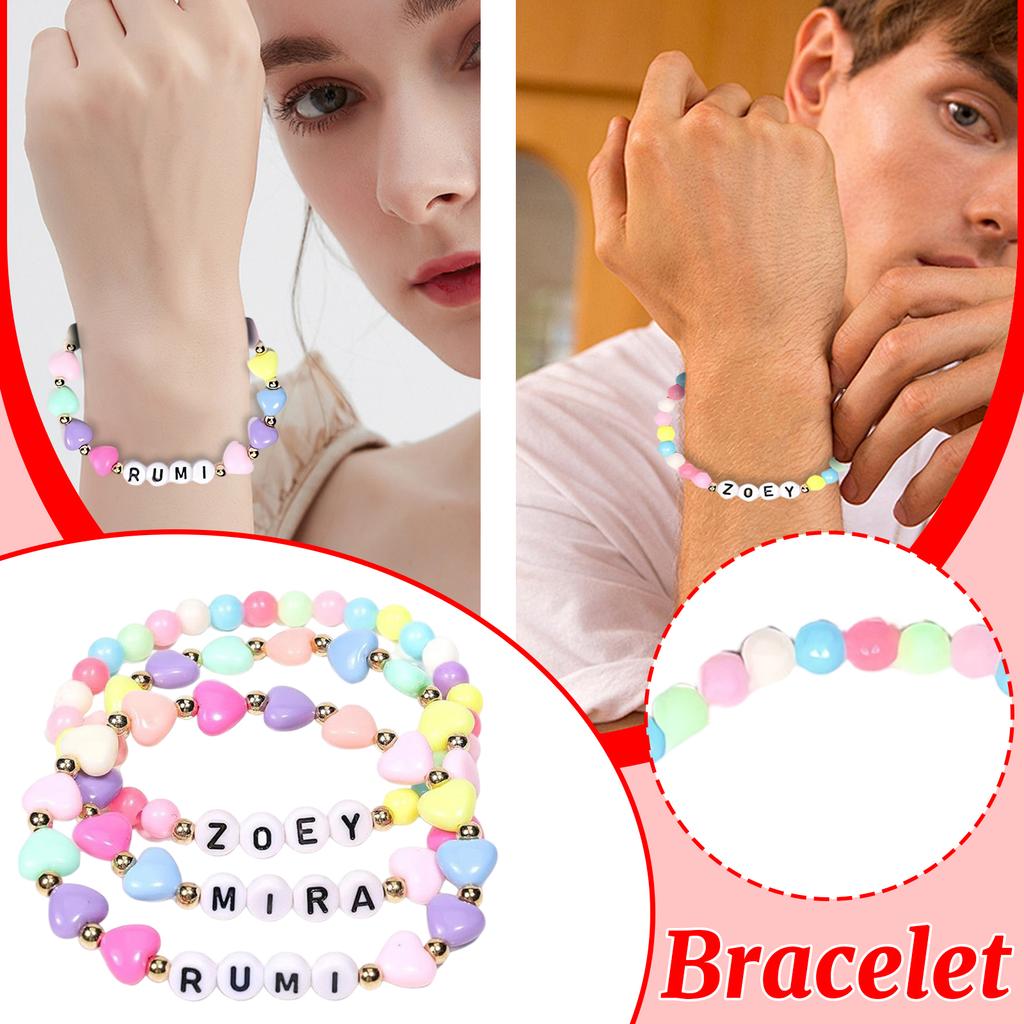 Colorful Love Round Bead Letter Bead Bracelet Three-piece Set