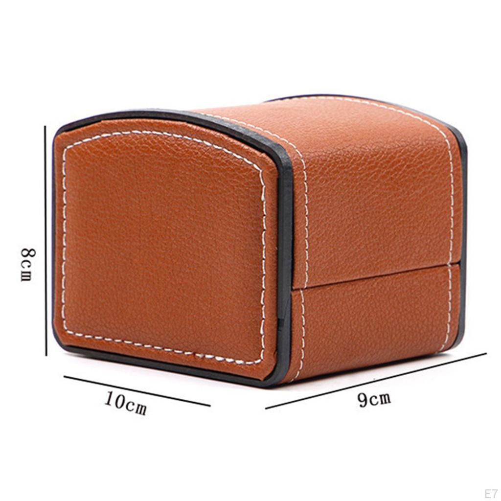 Single Grid PU Leather Watch Case Display Holder Organizer Jewelry Box, 9x10x8cm