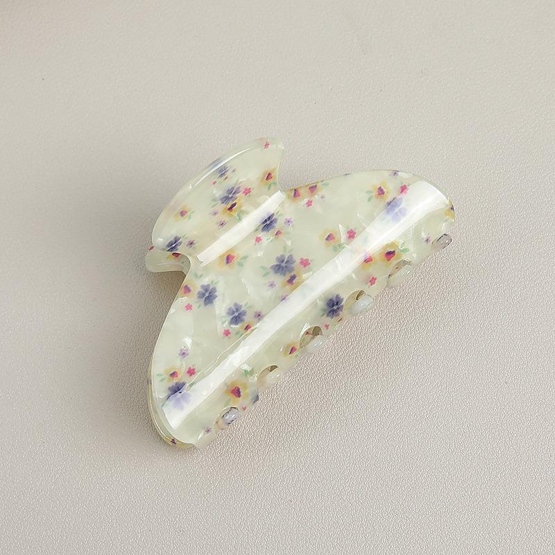 

Vintage Acetate Hair Shark Clip Vintage Flower Hair Claw Barrettes Female Temperament Print Hair Clips Colorful Hair Accessories белый