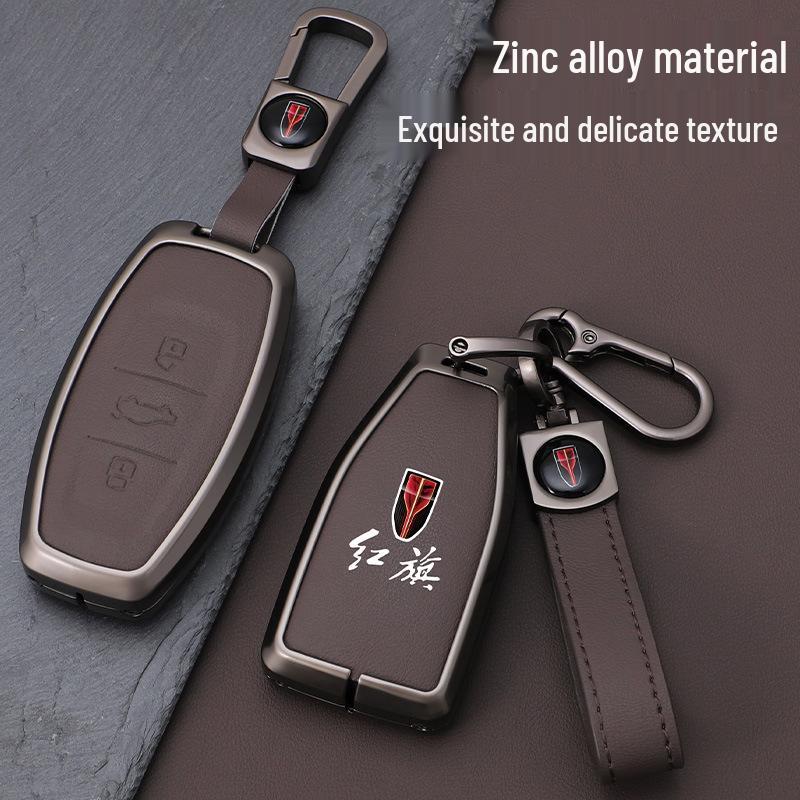Echtes Leder Schlüsselanhänger für Hongqi H5, FAW HS5, HS7, H9 - High-End Schnallendesign