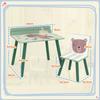 Children's Chair and Table Set with Storage Shelf, In MDF and Pine Wood, Green